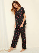 Women Printed T.Shirt & Pyjama Co-Ord Set - Young Trendz