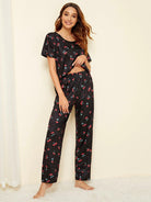 Women Printed T.Shirt & Pyjama Co-Ord Set - Young Trendz