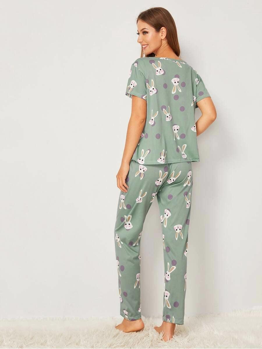 Women Printed T.Shirt & Pyjama Co-Ord Set - Young Trendz