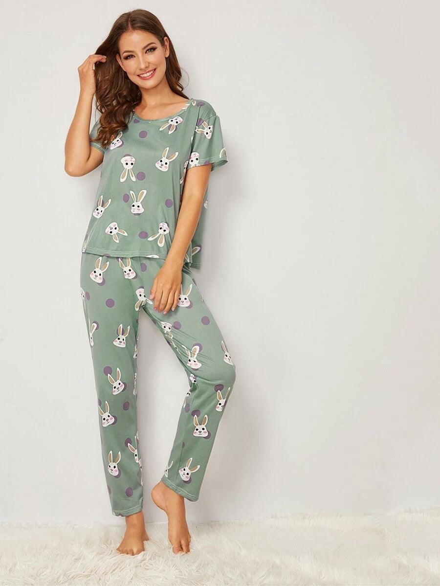 Women Printed T.Shirt & Pyjama Co-Ord Set - Young Trendz