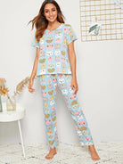 Women Printed T.Shirt & Pyjama Co-Ord Set - Young Trendz