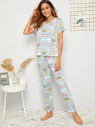 Women Printed T.Shirt & Pyjama Co-Ord Set - Young Trendz