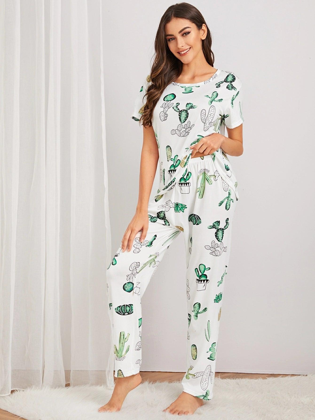 Women Printed T.Shirt & Pyjama Co-Ord Set - Young Trendz