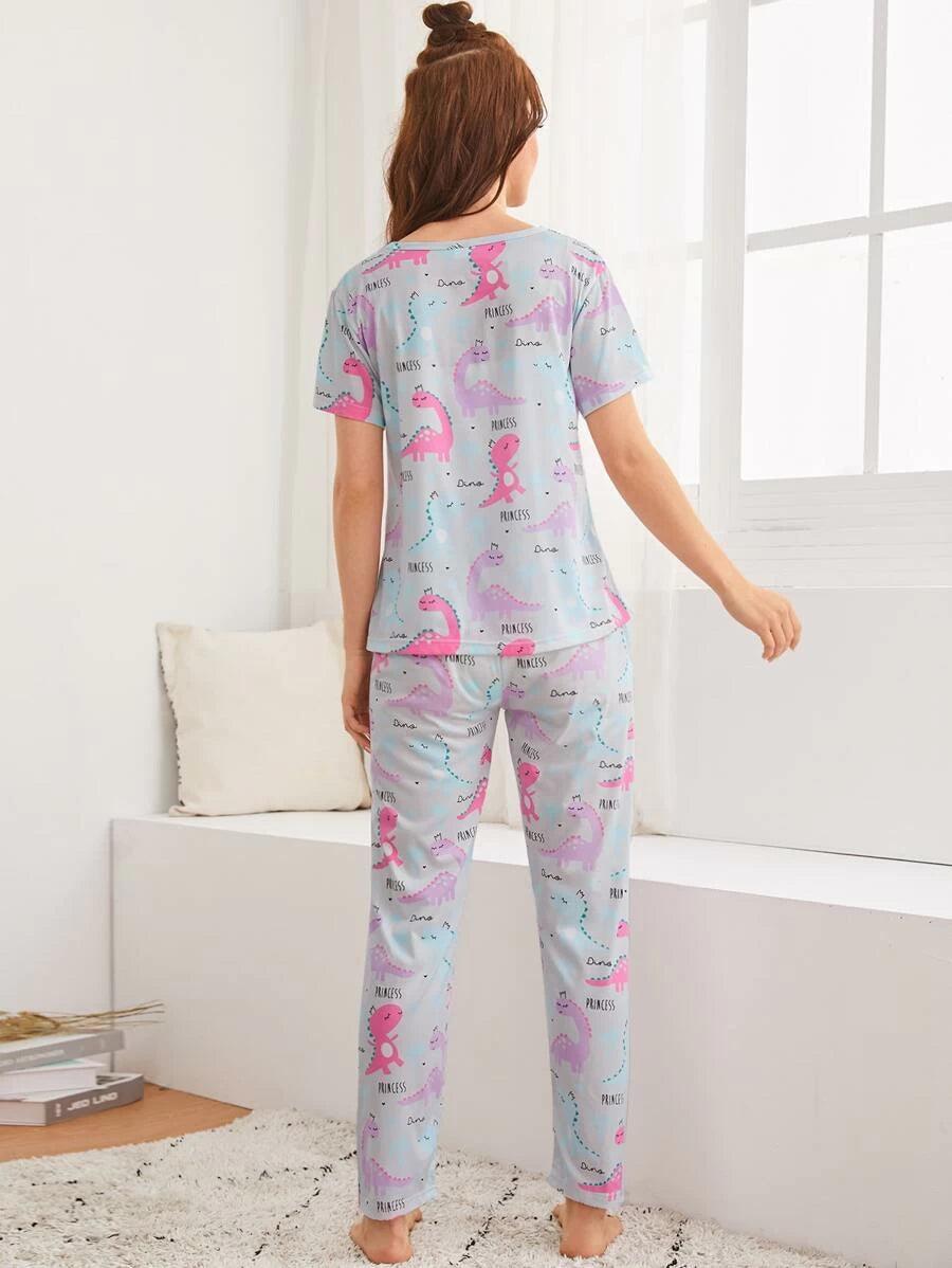 Women Printed T.Shirt & Pyjama Co-Ord Set - Young Trendz