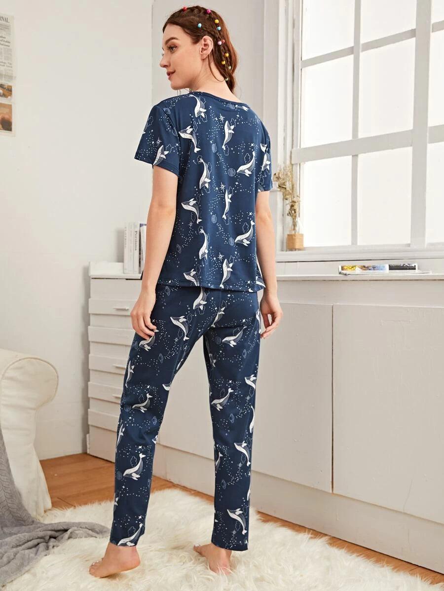 Women Printed T.Shirt & Pyjama Co-Ord Set - Young Trendz