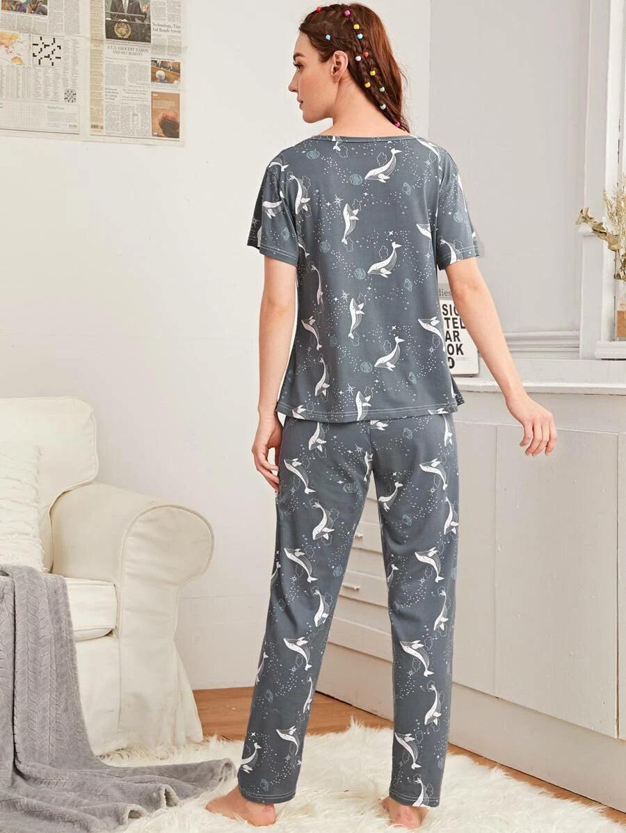 Women Printed T.Shirt & Pyjama Co-Ord Set - Young Trendz