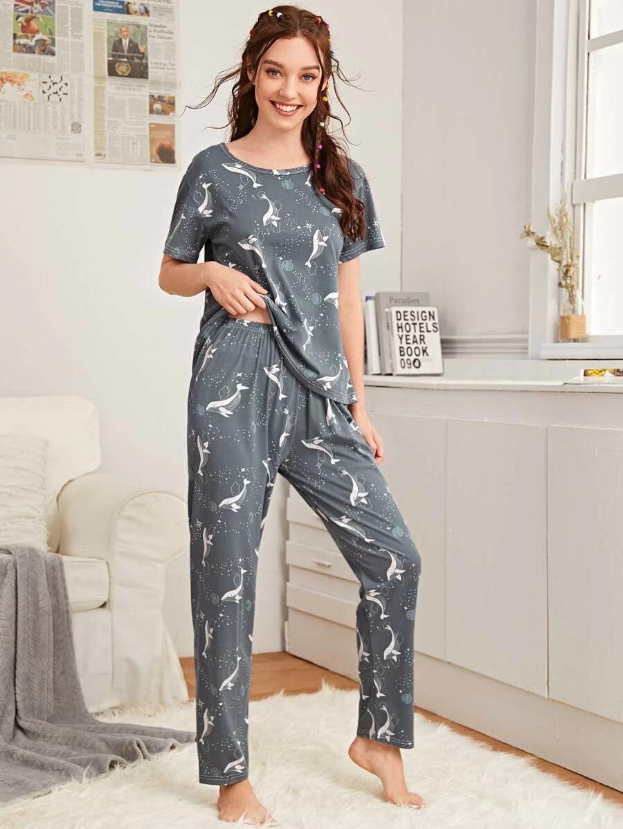 Women Printed T.Shirt & Pyjama Co-Ord Set - Young Trendz