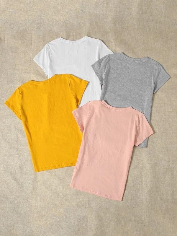Young Trendz Womens Half Sleeve Round Neck (4Combo) T.shirt - Young Trendz