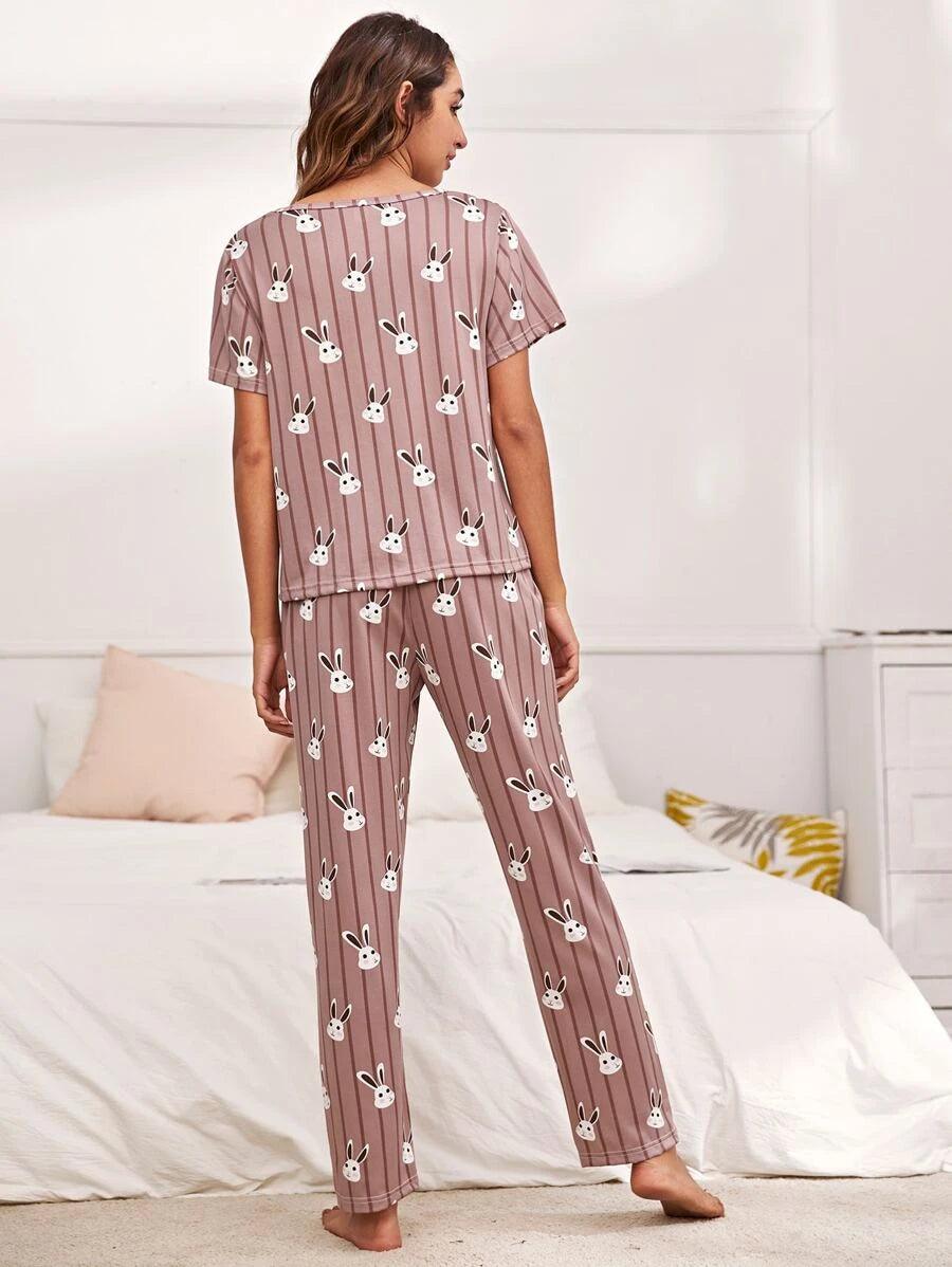 Women Printed T.Shirt & Pyjama Co-Ord Set - Young Trendz