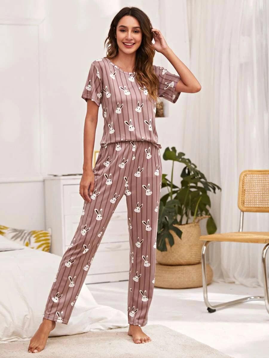 Women Printed T.Shirt & Pyjama Co-Ord Set - Young Trendz