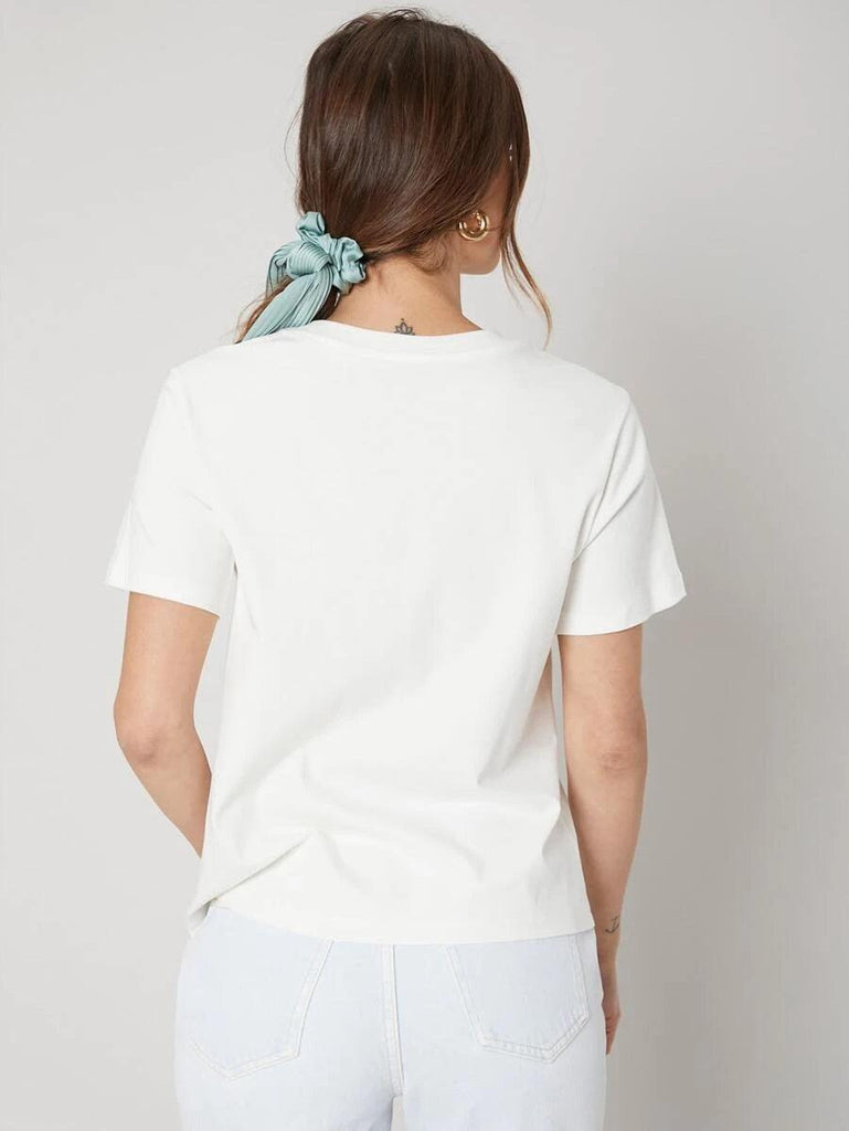 Womens Round Neck Printed White T.shirts - Young Trendz