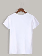 Womens Round Neck Printed White T.shirts - Young Trendz