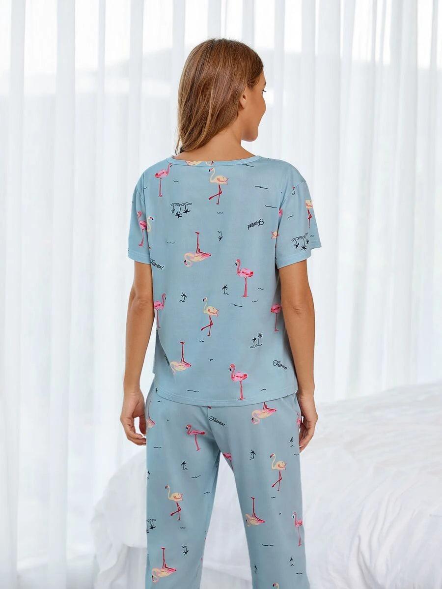 Women Printed T.Shirt & Pyjama Co-Ord Set - Young Trendz