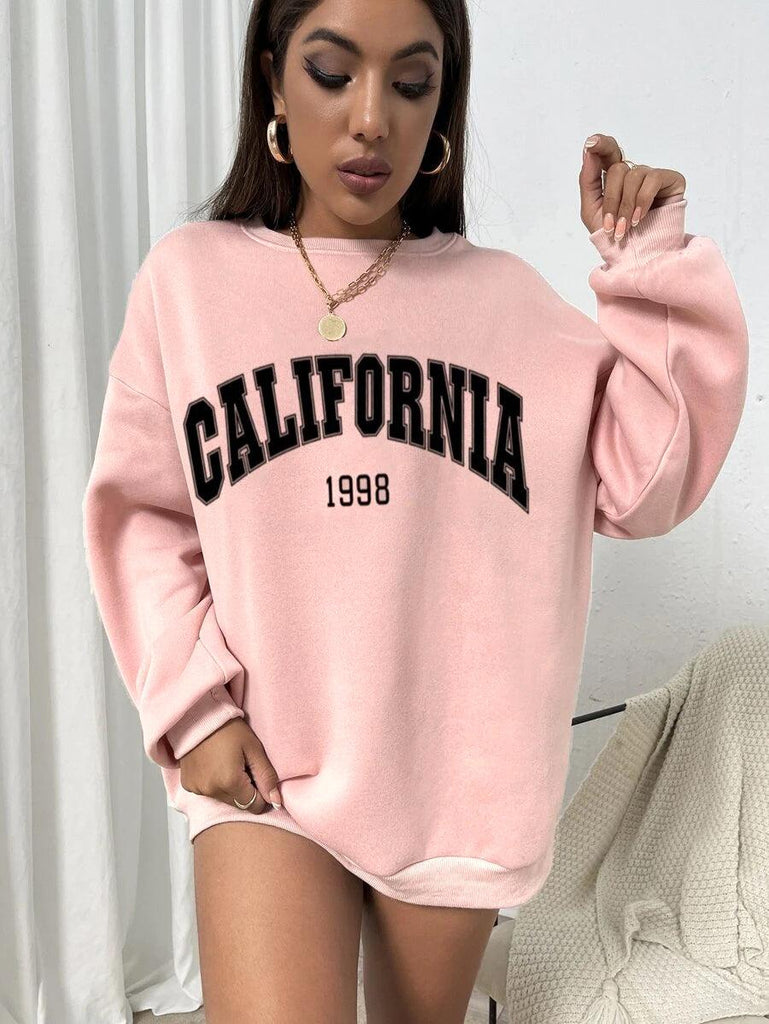 Women's Oversized Sweatshirt California (Pink) - Young Trendz