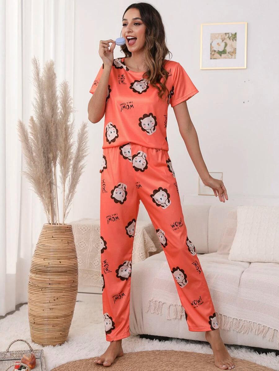 Women Printed T.Shirt & Pyjama Co-Ord Set - Young Trendz