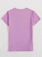 Womens Round Neck Printed Purple T.shirts - Young Trendz