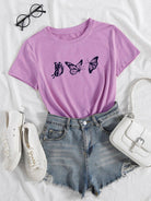 Womens Round Neck Printed Purple T.shirts - Young Trendz