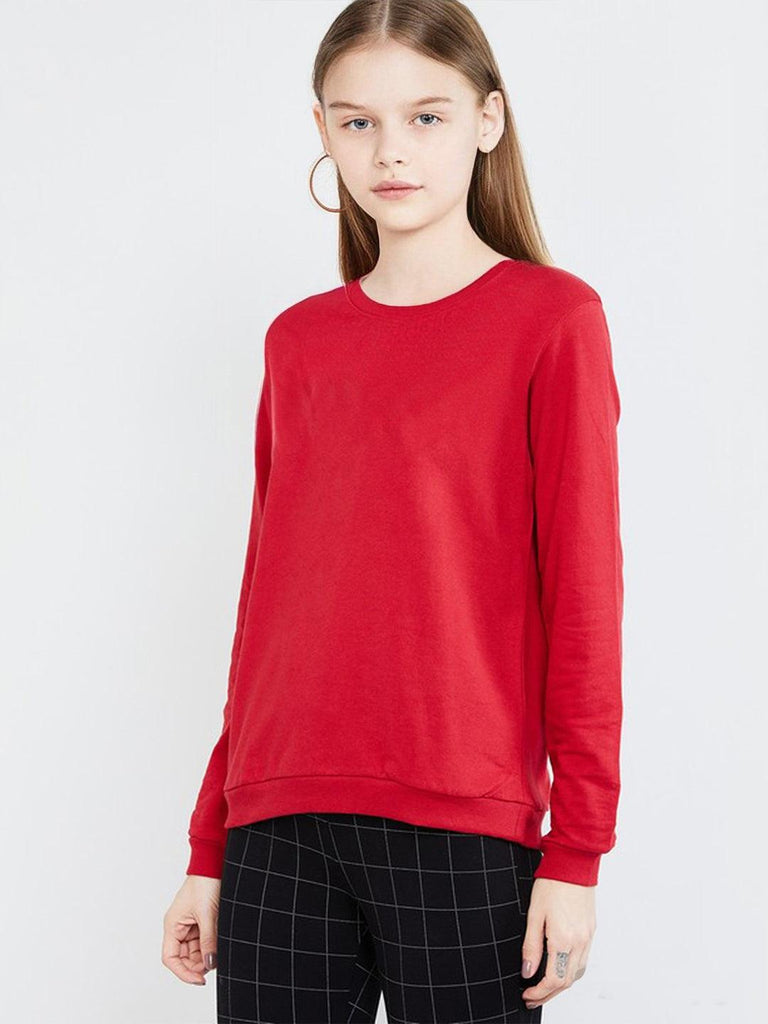 Girls Full Sleeve Solid Sweatshirt - Young Trendz