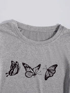 Womens Round Neck Printed Grey T.shirts - Young Trendz