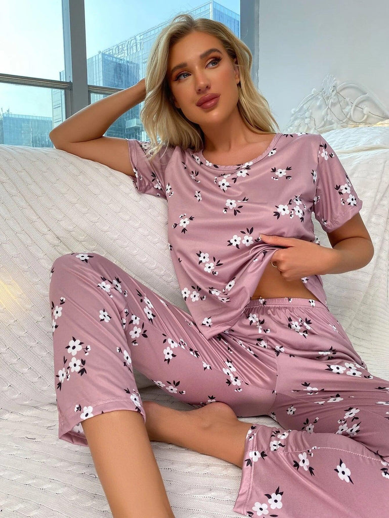 Women Printed T.Shirt & Pyjama Co-Ord Set - Young Trendz