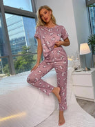 Women Printed T.Shirt & Pyjama Co-Ord Set - Young Trendz