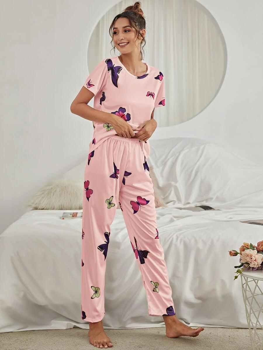 Women Printed T.Shirt & Pyjama Co-Ord Set - Young Trendz