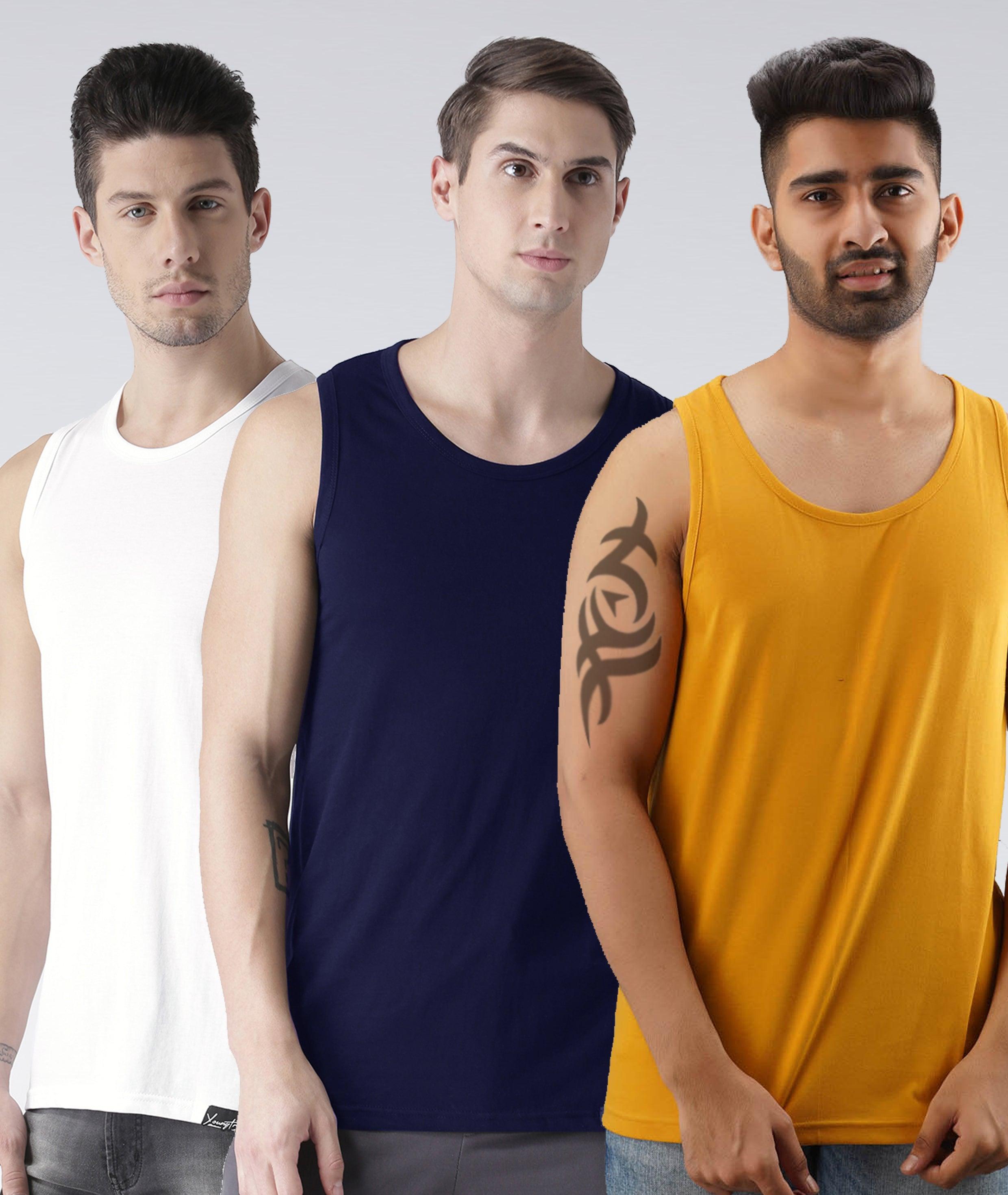 Mens Plain Sleeveless Combo Tshirt - Young Trendz