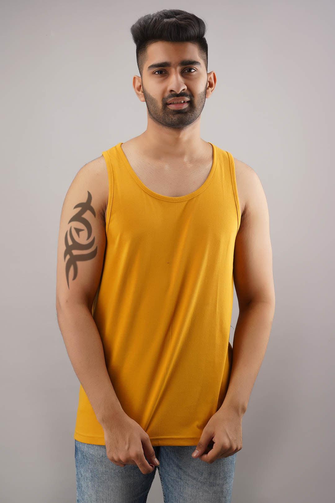 Mens Plain Sleeveless Combo Tshirt - Young Trendz