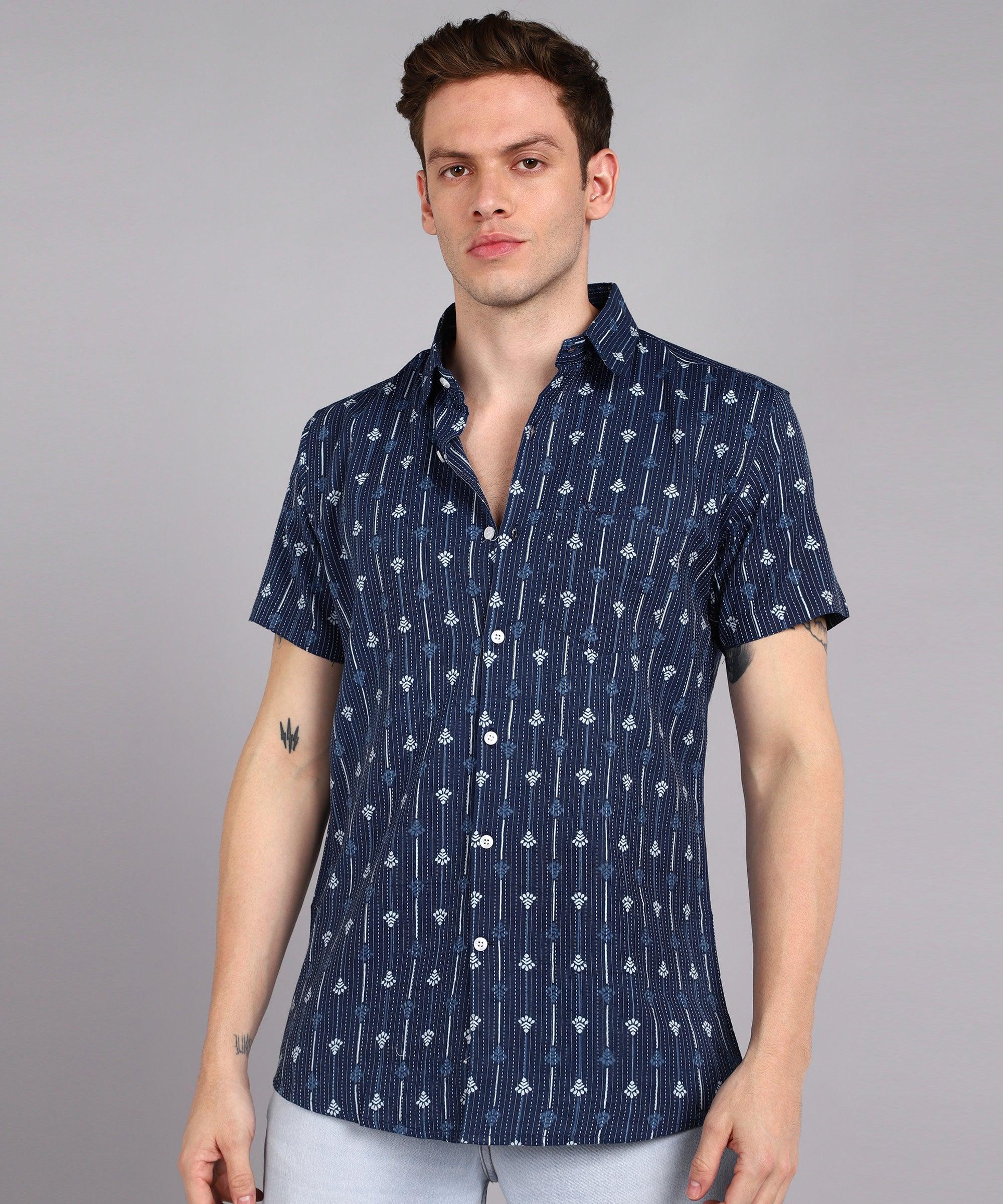 Mens Half Sleeve Casual Printed Shirt - Young Trendz