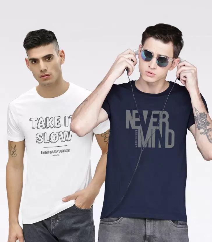 Young Trendz Mens Printed round neck Halfsleeve tshirt ( BLUE & WHITE) - Young Trendz
