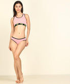 Womens Pink Trendz Sports Bar Bikini Comobo Swim Wear Set - Young Trendz