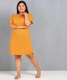 Womens Solid Plus Size Night Dress (Mustard) - Young Trendz