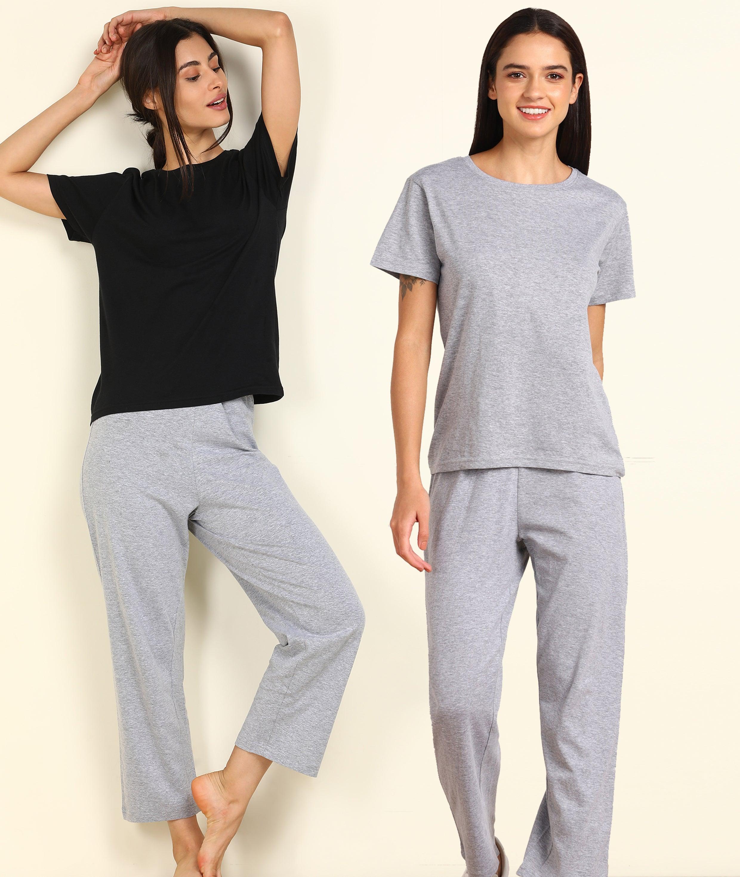 Women T-shirt & Pyjama Set Pure Soft Cotton - Combo Set - Young Trendz