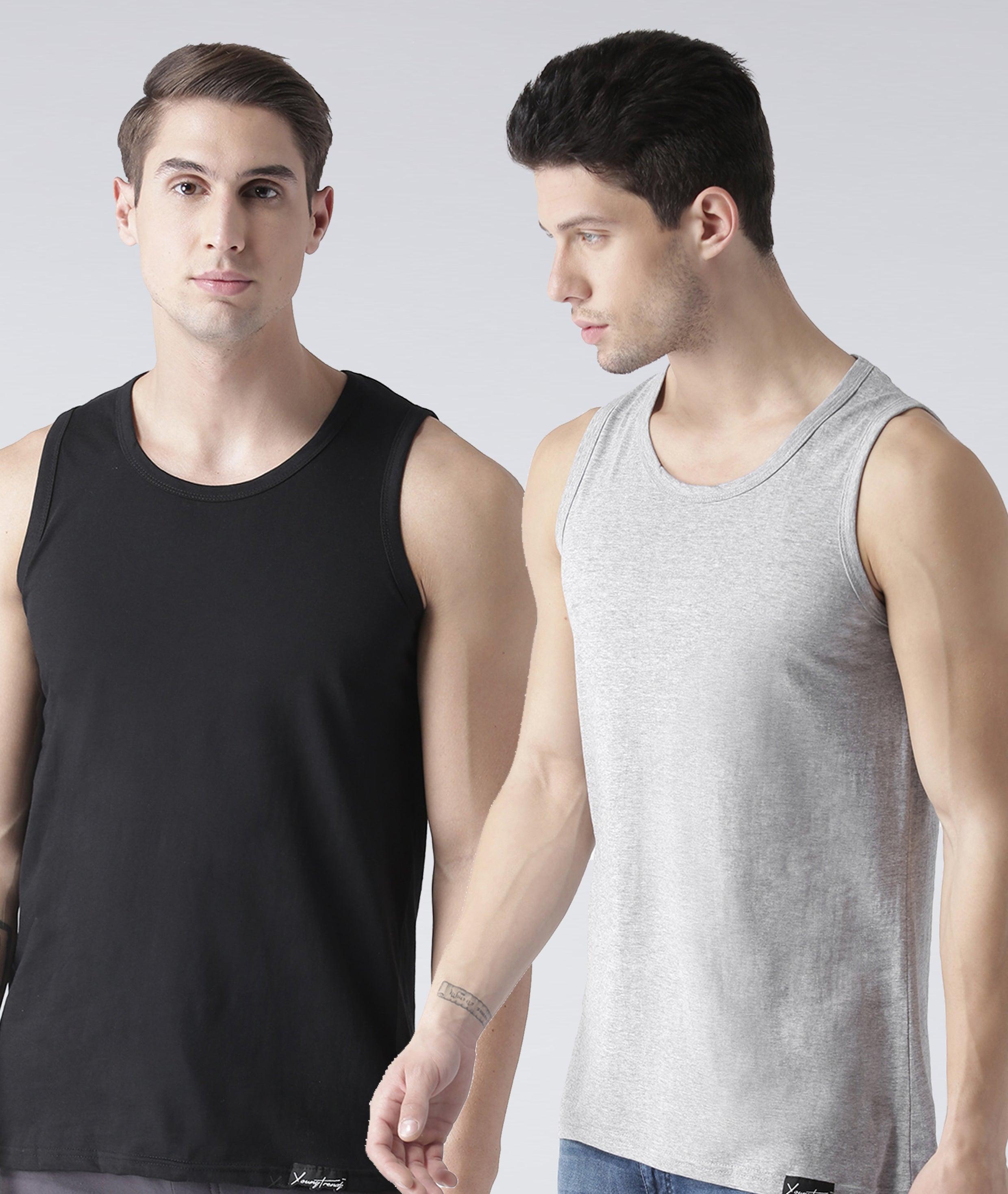 Mens Plain Sleeveless Combo Tshirt - Young Trendz