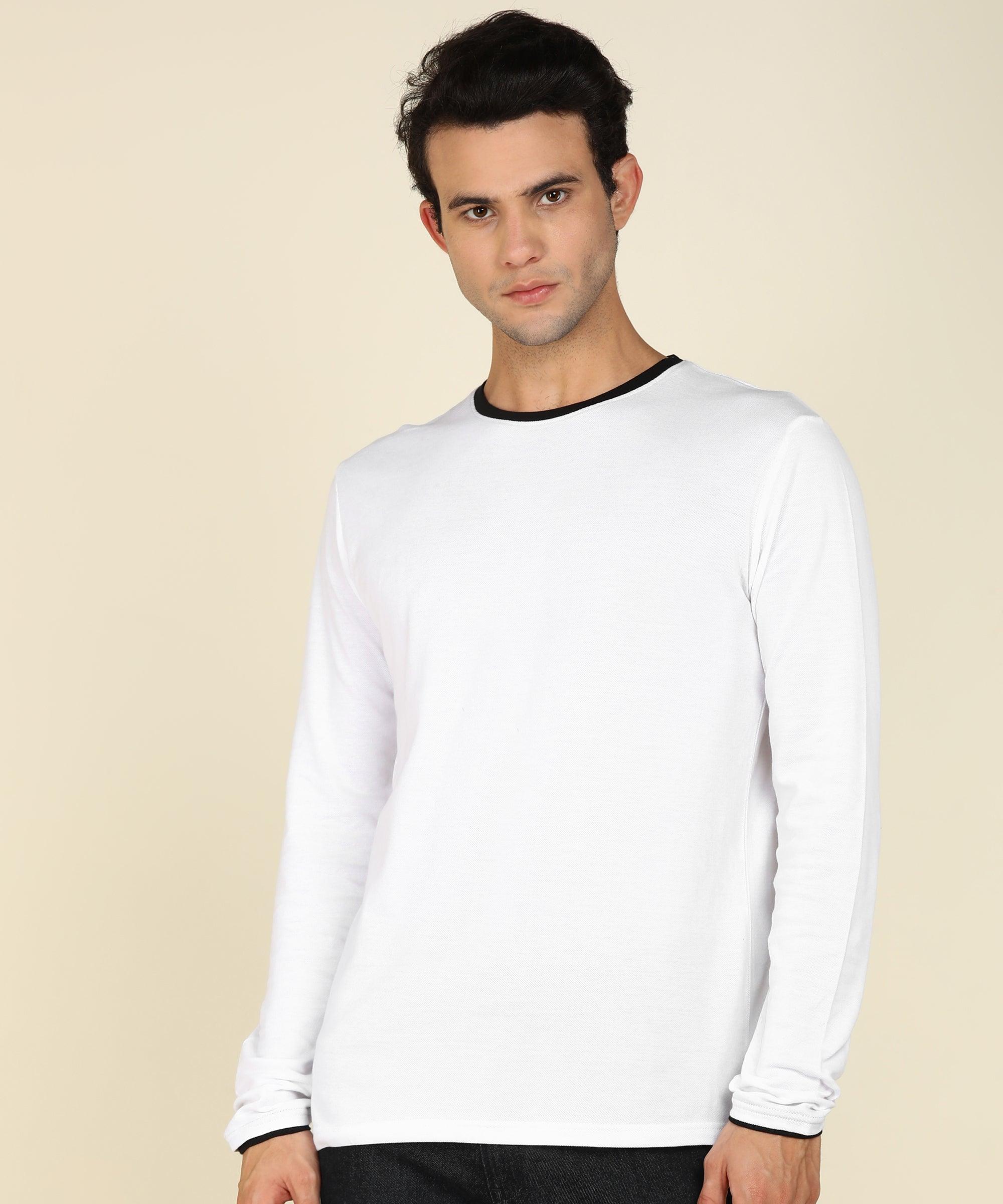 Mens Contrast Crew Neck Full Sleeve T-Shirts - Young Trendz