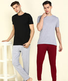 Mens Multicolours Combo T.Shirt & Pyjama Set - Young Trendz