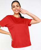 Womens Dry-Fit Sports T.shirt (Red) - Young Trendz