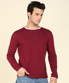 Mens Contrast Crew Neck Full Sleeve T-Shirts - Young Trendz