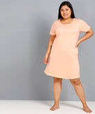 Womens Solid Plus Size Night Dress (Peach) - Young Trendz