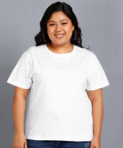 Womens Plus Size Solid Round Neck T.shirt (White) - Young Trendz