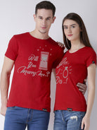 Marry me Printed Red Color Couple Tshirts - Young Trendz