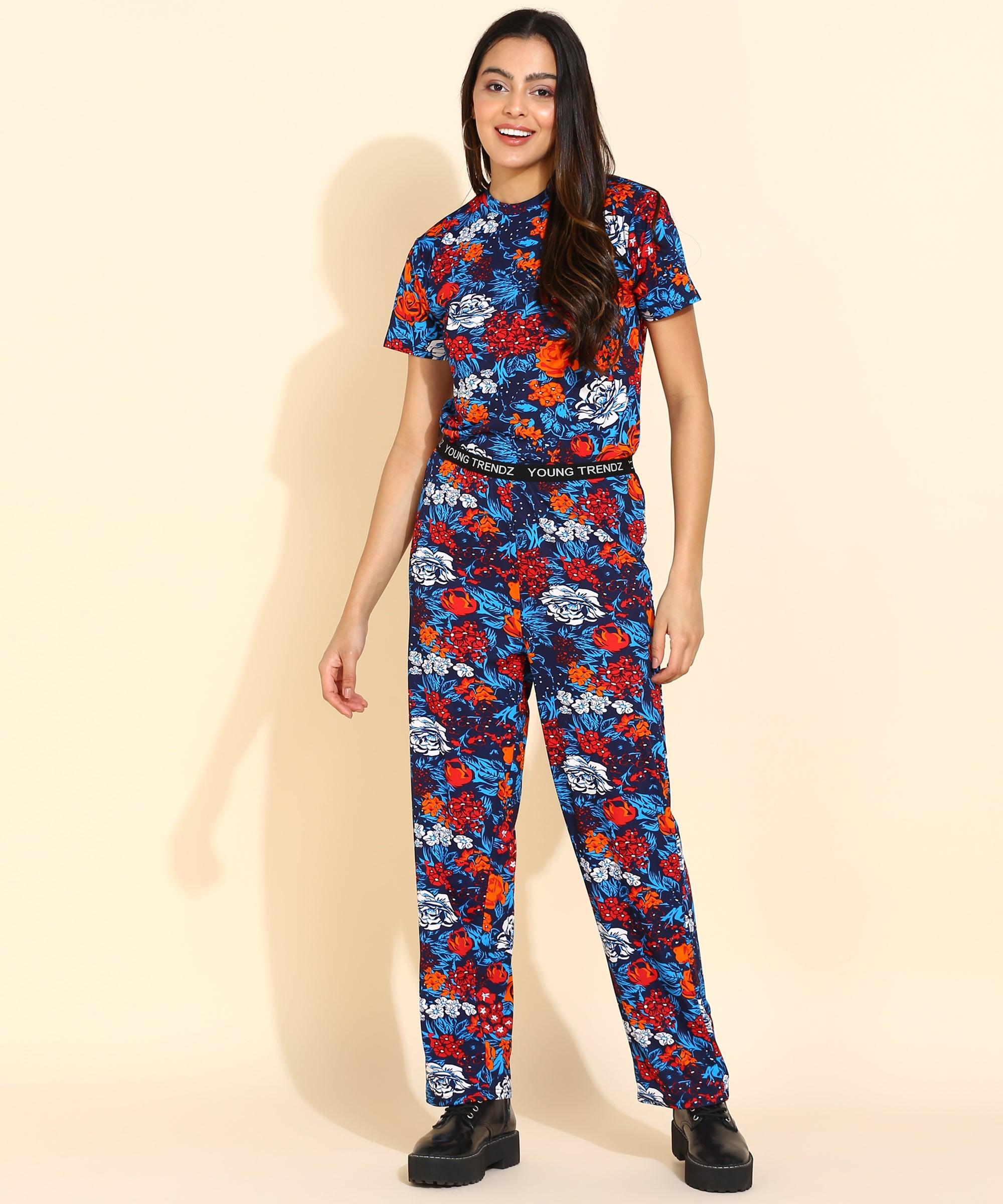 Women Printed T.Shirt & Pyjama Co-Ord Set - Young Trendz