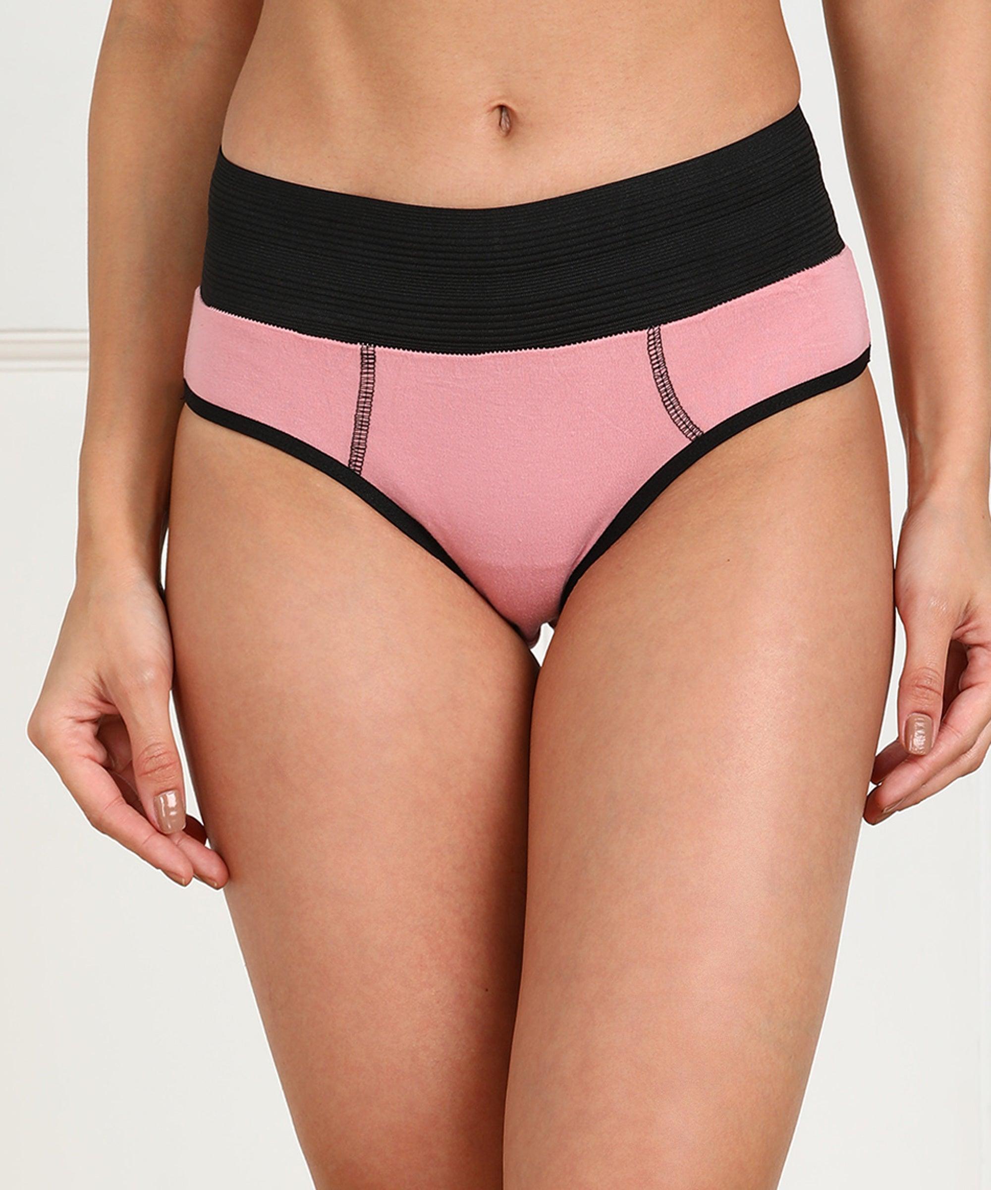 Young Trendz Women High Waist Hipster Pink Panty - Organic Cotton - Young Trendz