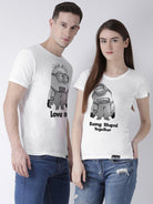 Minions Printed White Color Couple Tshirts - Young Trendz