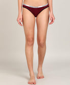 Women Branded Elastic Hipster_(Maroon) - Young Trendz