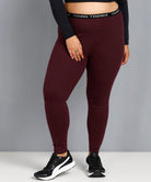 WomenSolid Tights Plus Size (Maroon) - Young Trendz