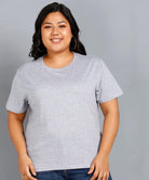 Womens Plus Size Solid Round Neck T.shirt (Grey) - Young Trendz