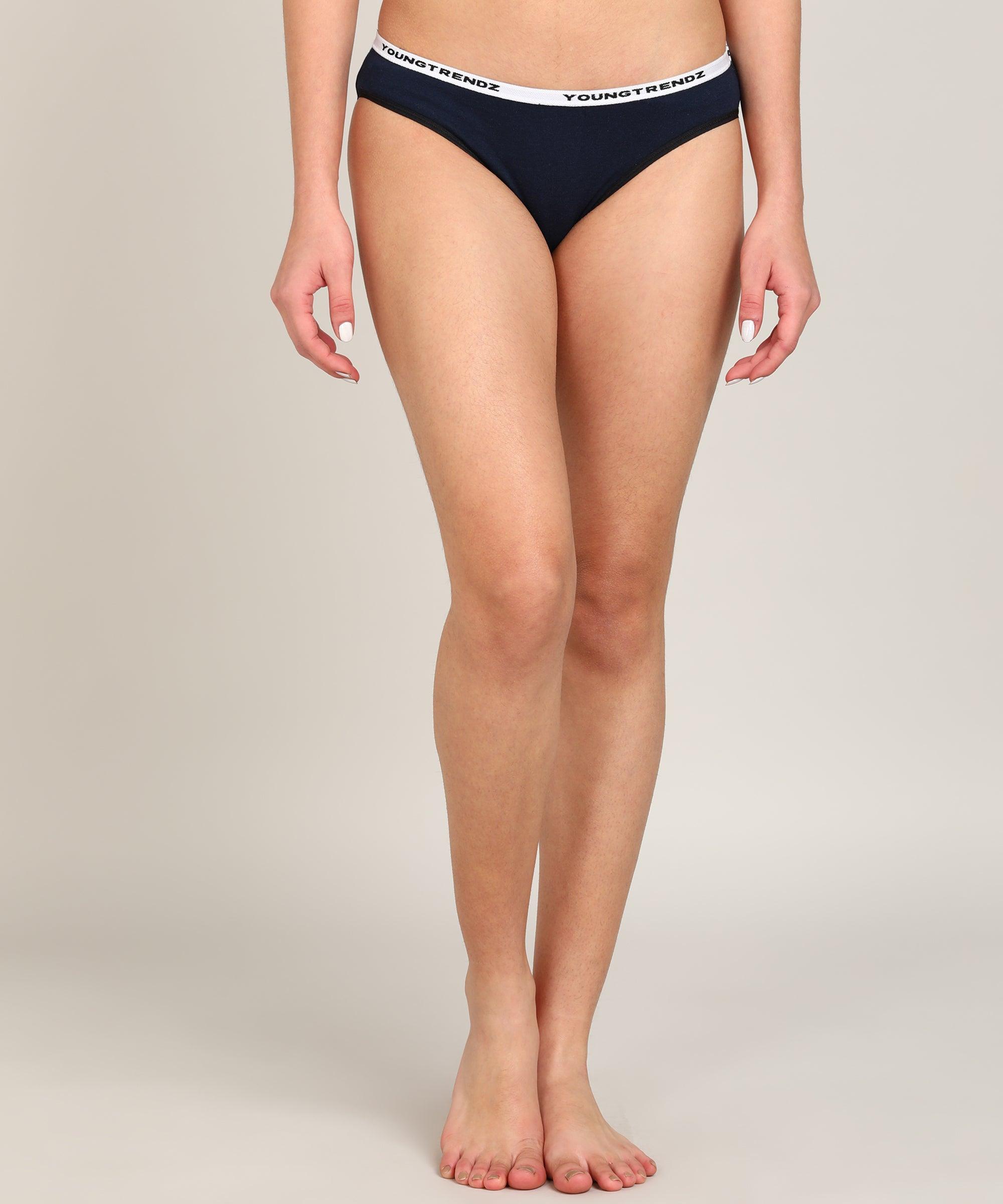 Women Branded Elastic Hipster_(Navy) - Young Trendz