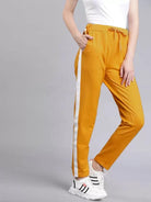 Women Striped Mustard Track Pants - Young Trendz