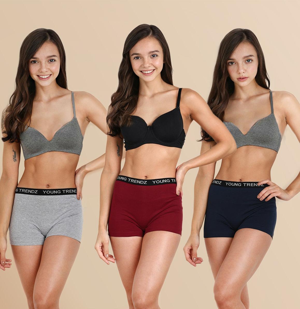 Girls YT Elastic Combo Boyshorts - Young Trendz